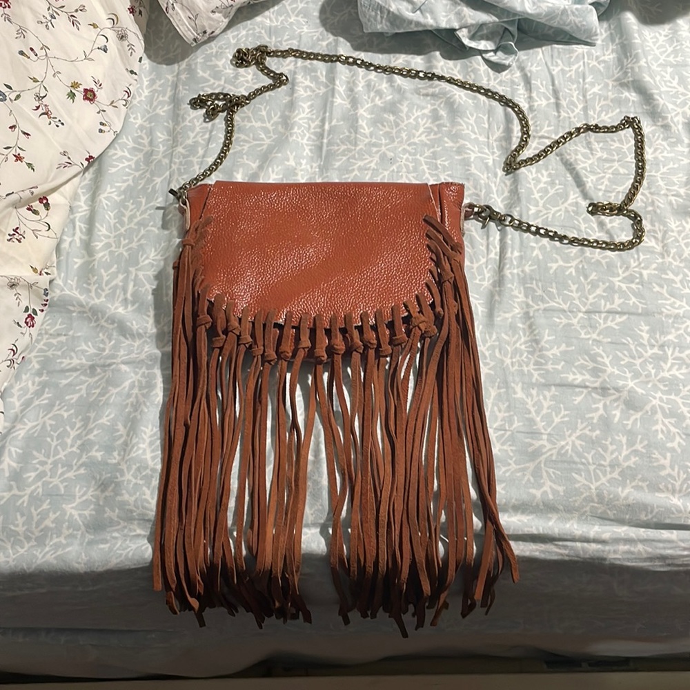Genuine Leather Fringe Bag